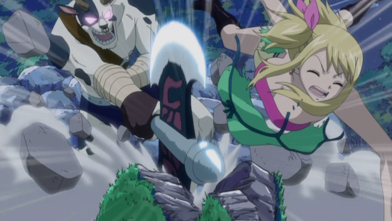 Gray is defeated by Lyon, and he’s later found by Natsu who’s still encased...