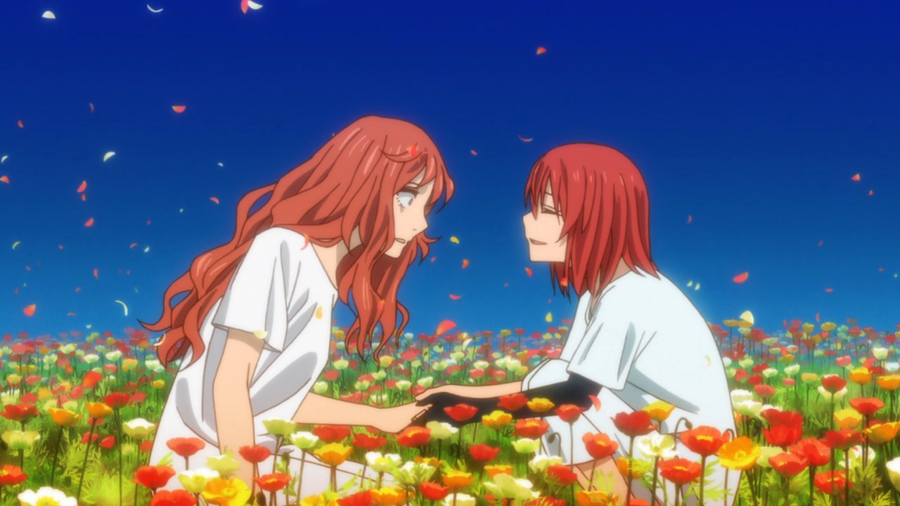 looking at viewer, Mahoutsukai no Yome, anime girls, anime, flowers