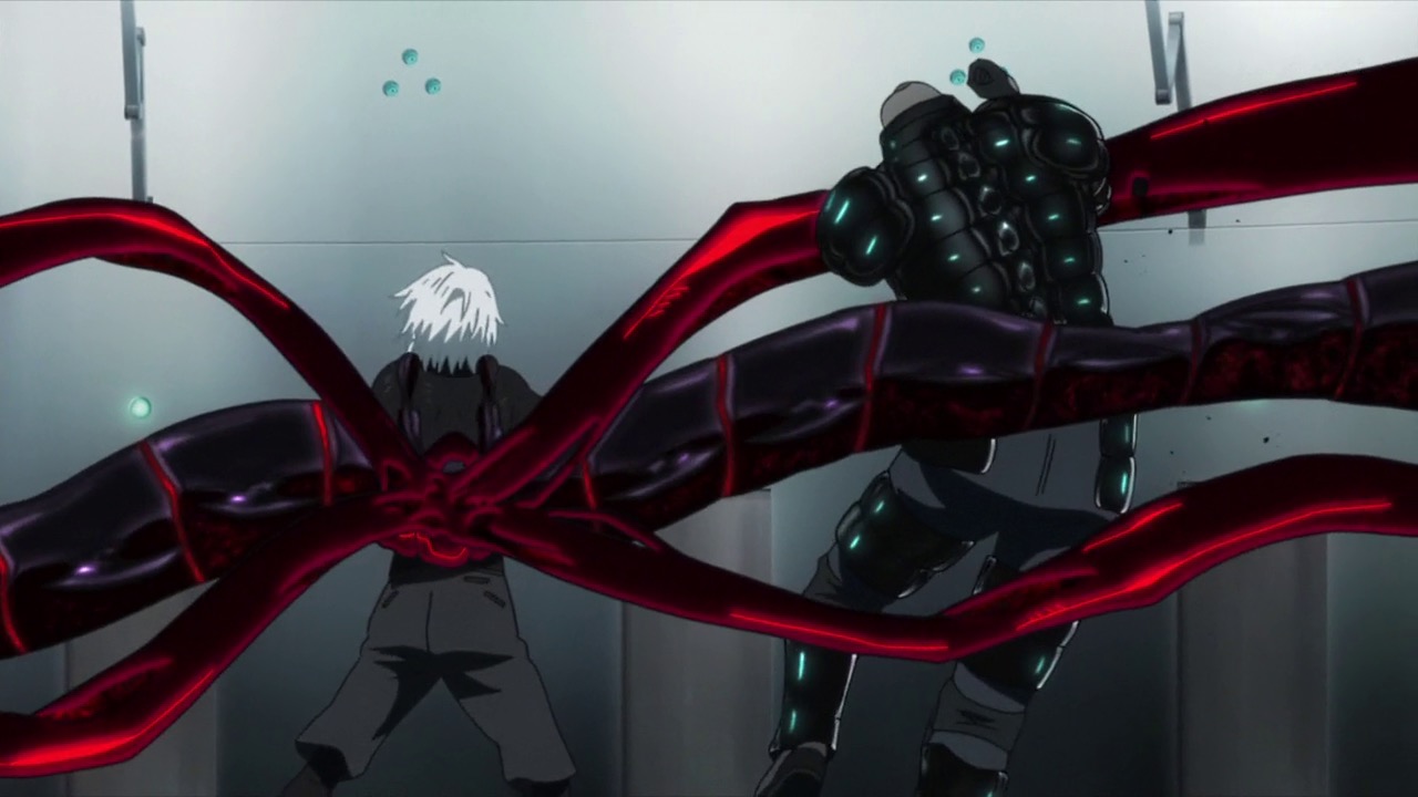 kaneki using his centipede kagune to fight jason in